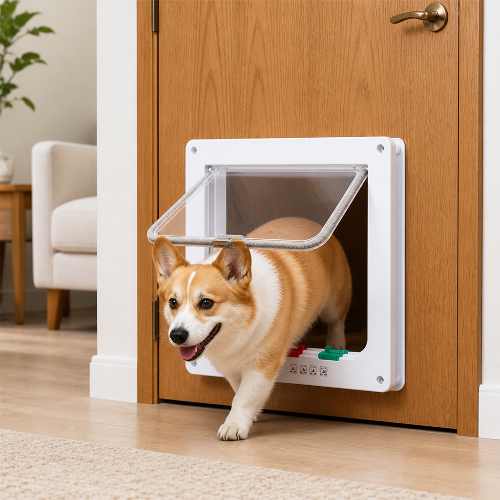 Ortekor Durable ABS Plastic & 4-Way Lock Cat & Small Dog Door