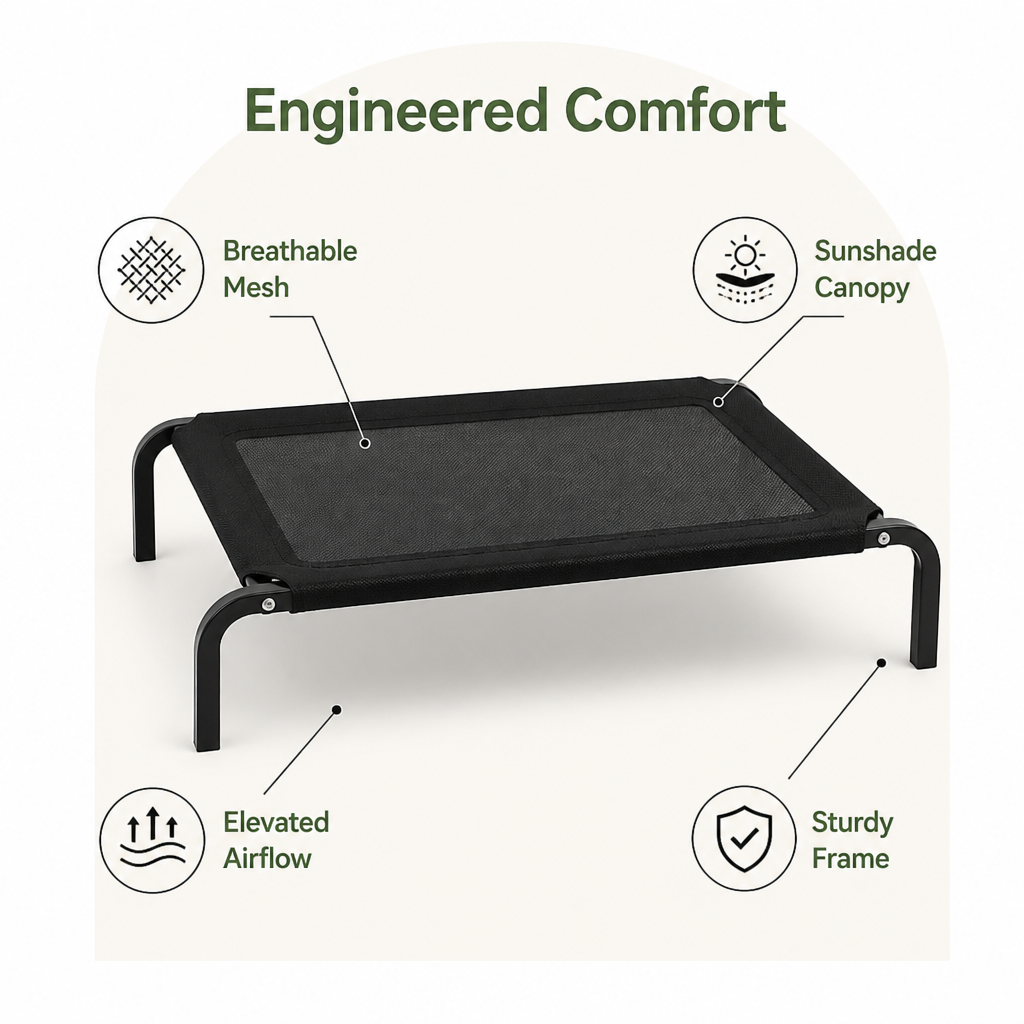 Ortekor Elevated Breathable Mesh & Canopy Dog Bed