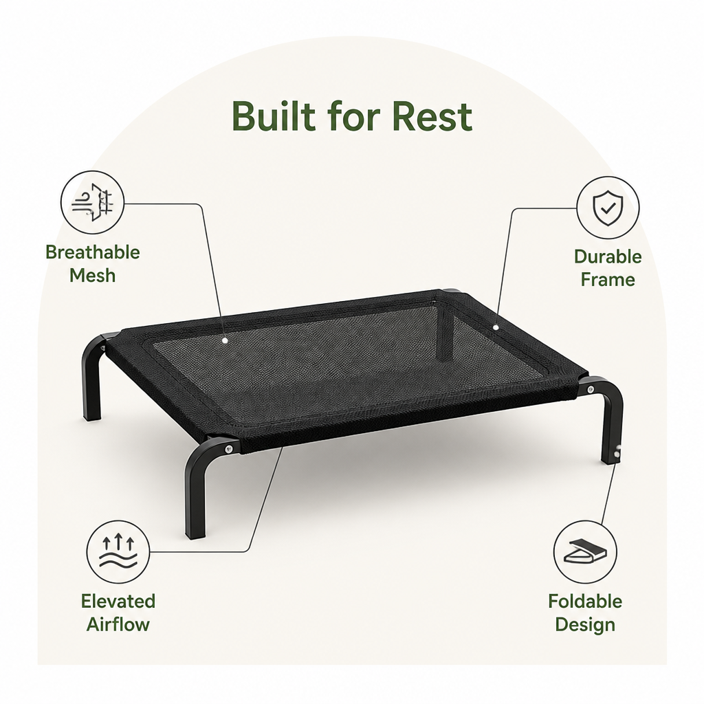 Ortekor Elevated Breathable Mesh Dog Bed (Foldable Canopy)