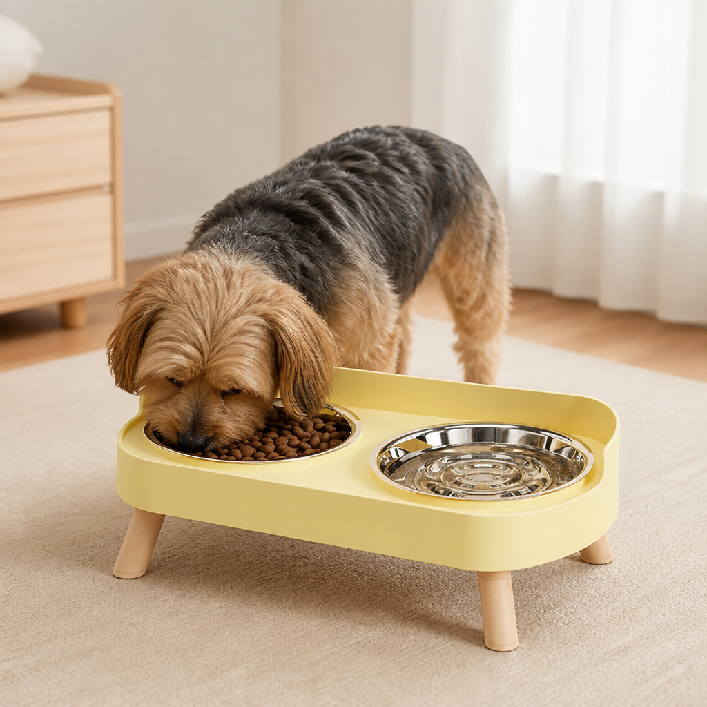 Ortekor Elevated Neck-Support Pet Feeder (Dual Removable Stainless Bowls)