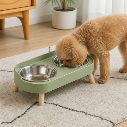 Ortekor Elevated Neck-Support Pet Feeder (Dual Removable Stainless Bowls)