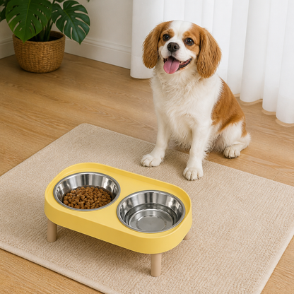 Ortekor Elevated Neck-Support Pet Feeder (Dual Removable Stainless Bowls)