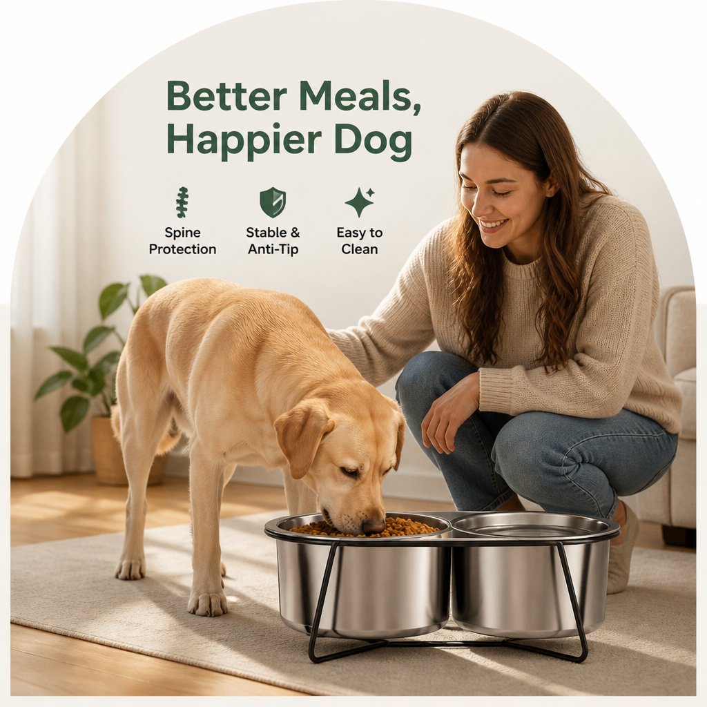 Ortekor Elevated Stainless Steel Anti-Tip Slow Feeder Bowl