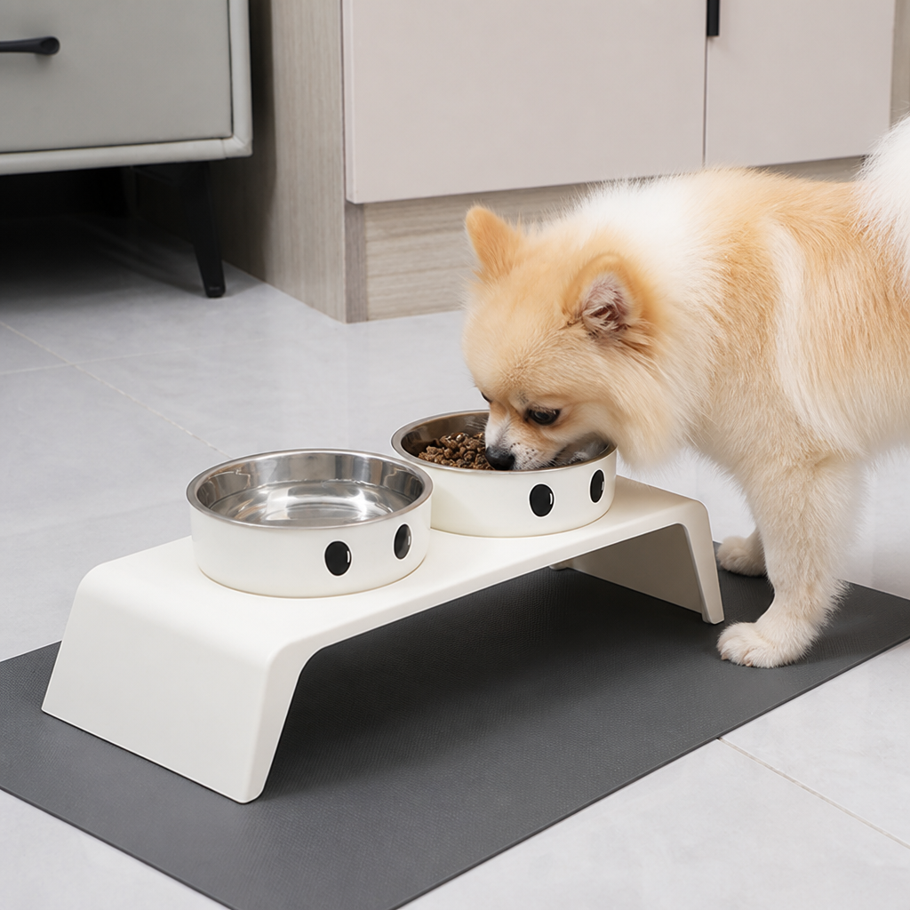 Ortekor Elevated Stainless Steel Double-Bowl Pet Feeder (Small-Medium)