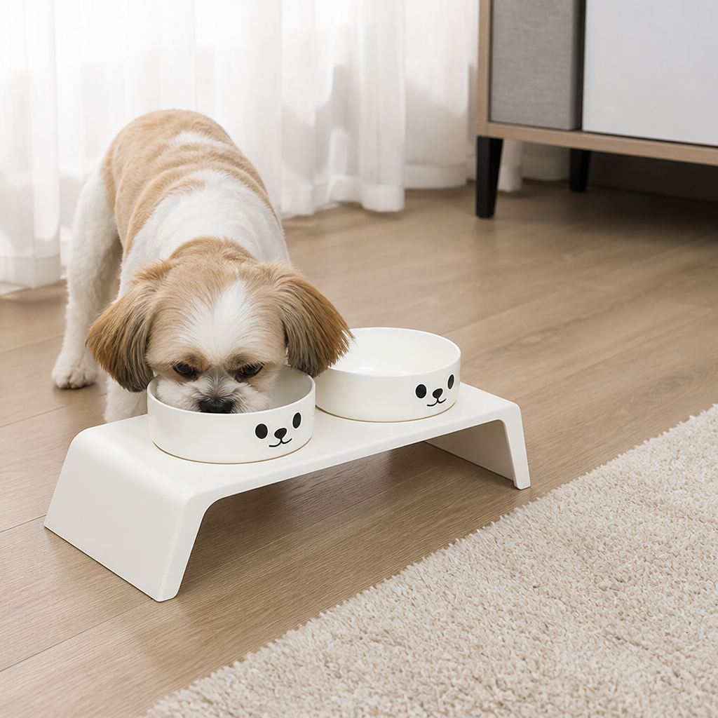 Ortekor Elevated Stainless Steel Double-Bowl Pet Feeder (Small-Medium)