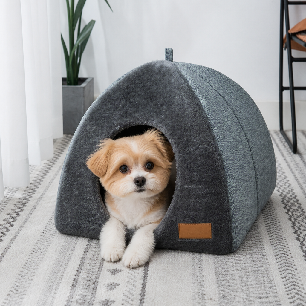 Ortekor Enclosed Plush Triangle Cat Nest