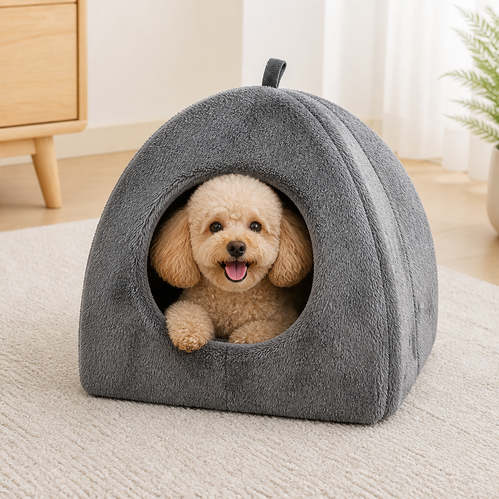 Ortekor Enclosed Plush Triangle Cat Nest
