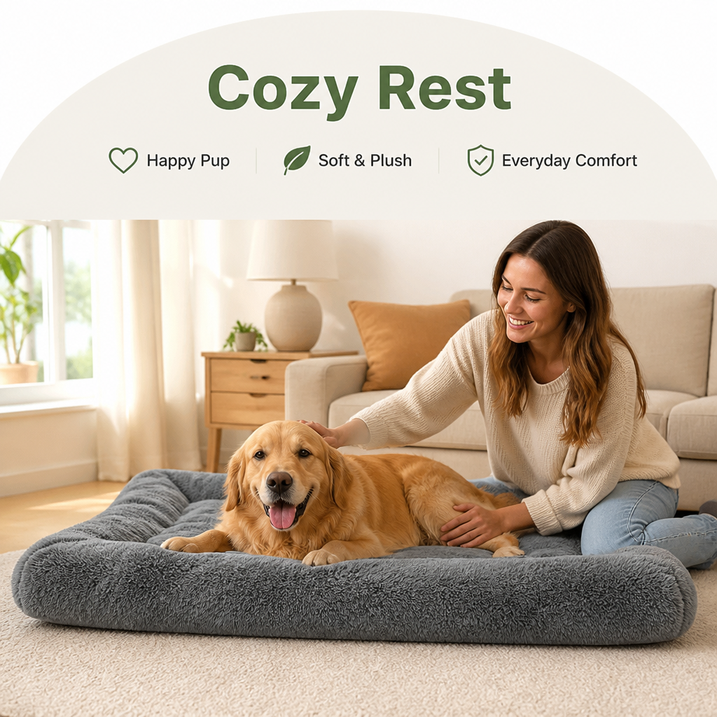 Ortekor Extra Large Thickened Plush Polyester Dog Bed