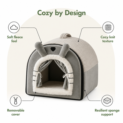 Ortekor Fleece Dome & High-Rebound Foam Pet House (Removable Cover)