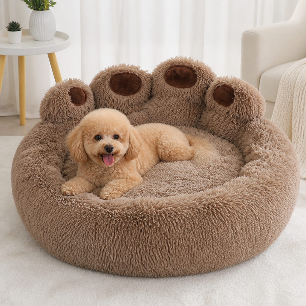 Ortekor Fluffy Winter Warm & Washable Donut Dog Bed (Removable Cover)
