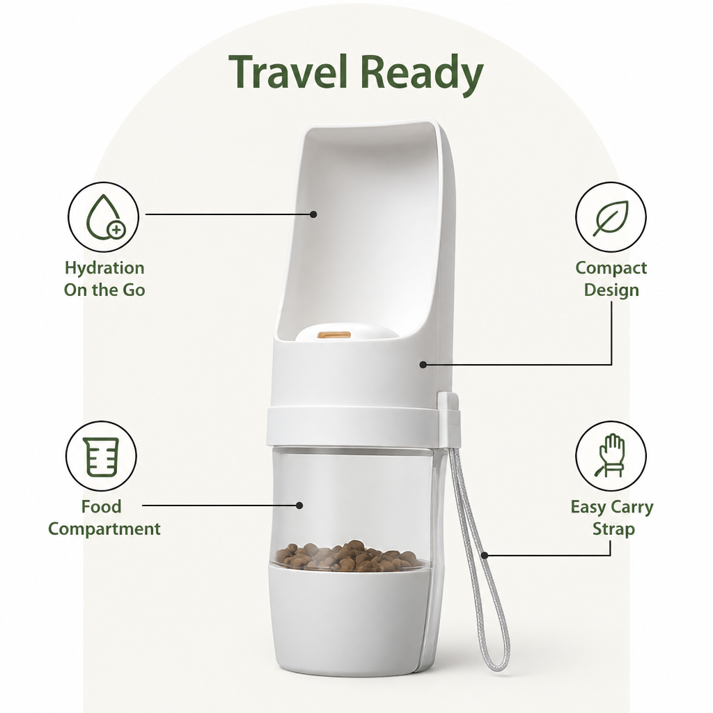 Ortekor Foldable 2-in-1 Travel Water Bottle & Feeder
