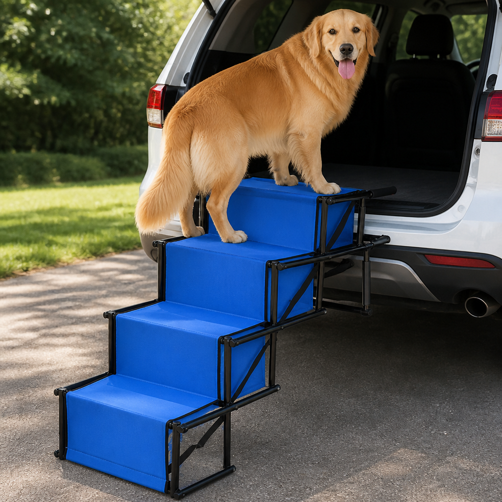 Ortekor Foldable 4-Step Anti-Slip Oxford Dog Ramp