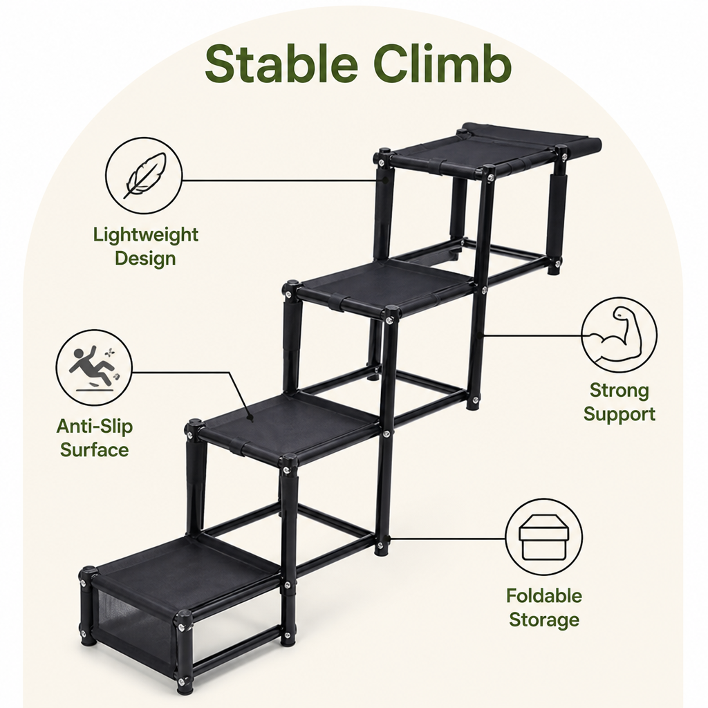Ortekor Foldable 4-Step Anti-Slip Oxford Dog Ramp
