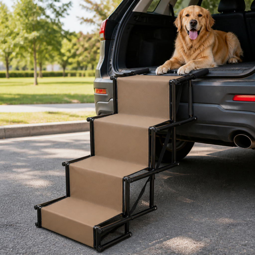 Ortekor Foldable 4-Step Anti-Slip Oxford Dog Ramp