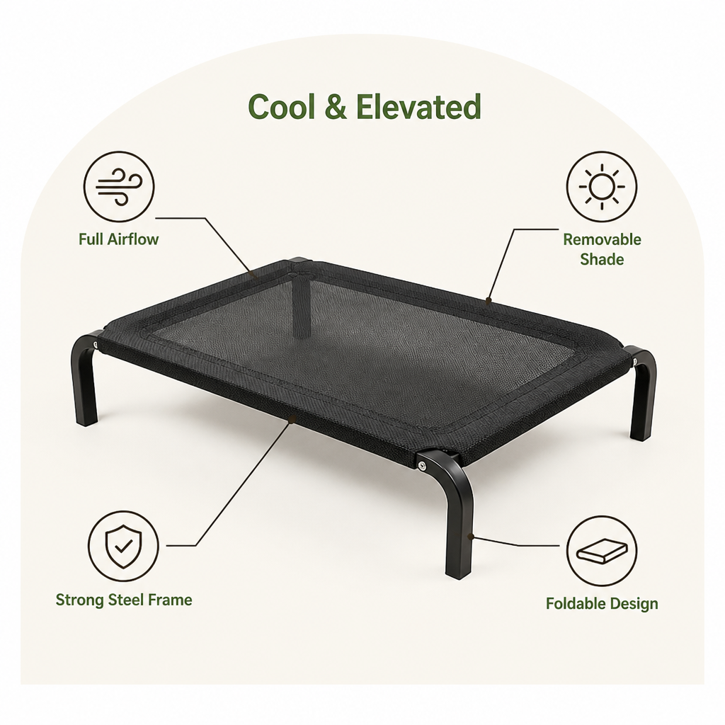 Ortekor Foldable Elevated Breathable Mesh Dog Bed (Detachable Canopy)