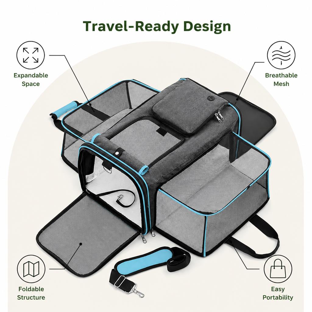 Ortekor Foldable & Expandable Breathable Mesh Pet Carrier