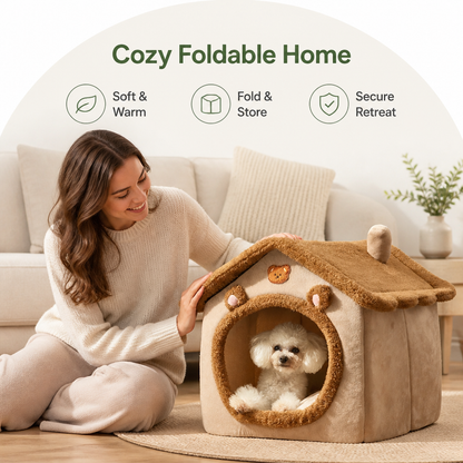 Ortekor Foldable Fleece-Lined Rebound Foam Pet House