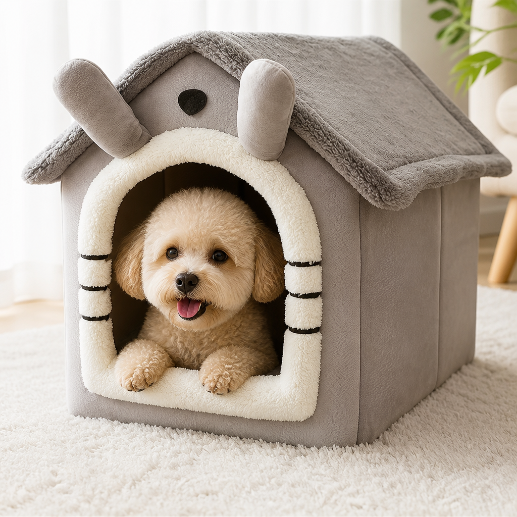 Ortekor Foldable Fleece-Lined Rebound Foam Pet House