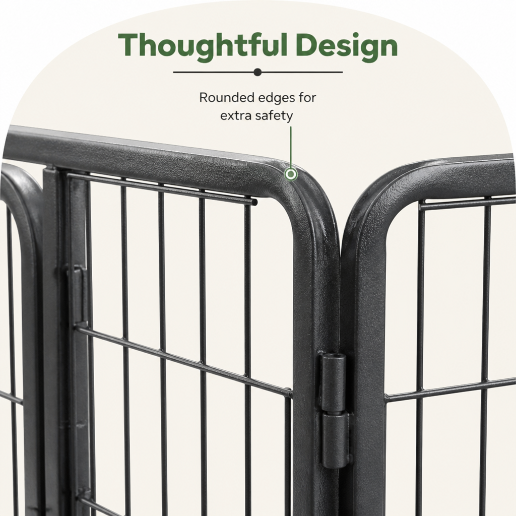 Ortekor Foldable Heavy-Duty Wood & Steel Pet Playpen