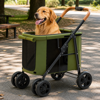 Ortekor Foldable Large-Capacity All-Terrain Wheels Dog Stroller