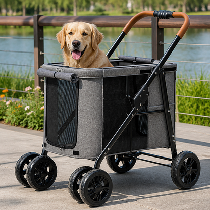 Ortekor Foldable Large-Capacity All-Terrain Wheels Dog Stroller