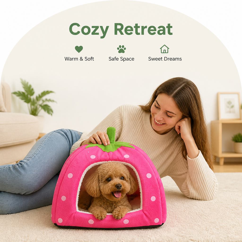 Ortekor Foldable Plush Pet House Bed