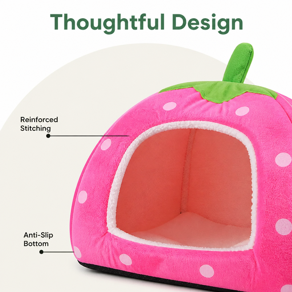 Ortekor Foldable Plush Pet Tent (Strawberry Shape)