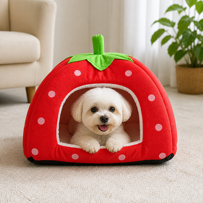 Ortekor Foldable Plush Pet Tent (Strawberry Shape)