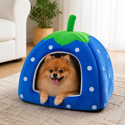 Ortekor Foldable Plush Pet Tent (Strawberry Shape)