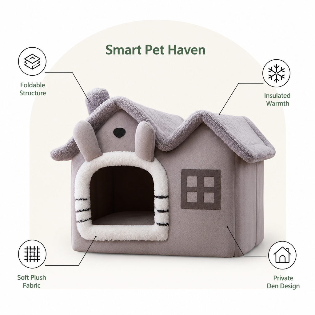 Ortekor Foldable Plush & Warm Pet House