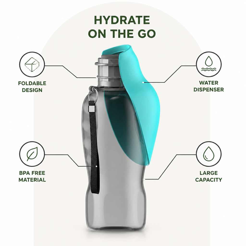 Ortekor Foldable & Portable 800ml Dog Water Bottle