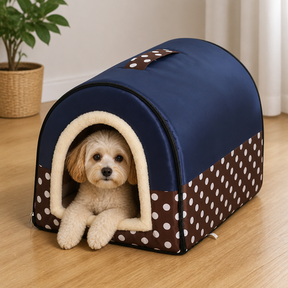 Ortekor Foldable & Washable Enclosed Plush Dog Bed (Removable Cushion)