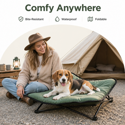 Ortekor Foldable Waterproof & Bite-Resistant Pet Bed (Detachable Pads)