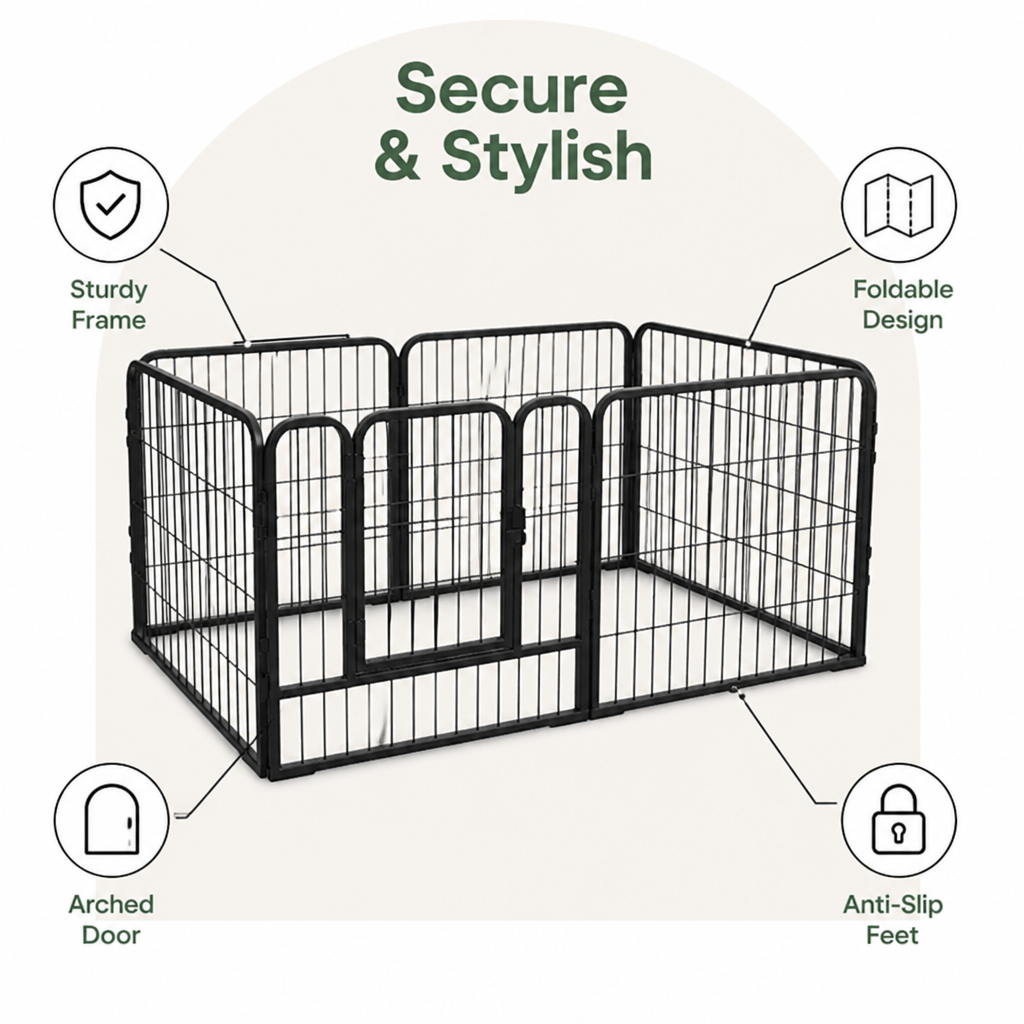 Ortekor Foldable Wood & Steel Pet Playpen