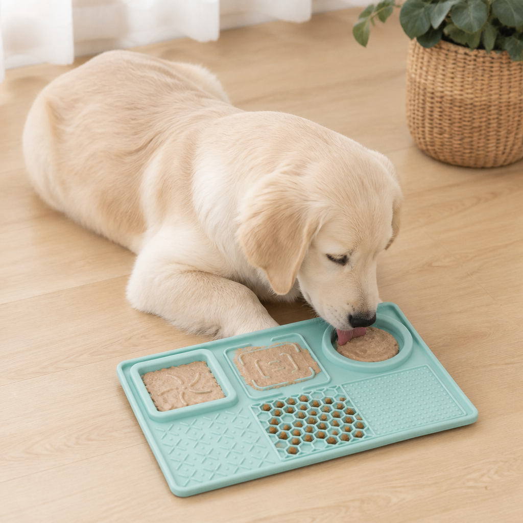 Ortekor Food-Grade Silicone Suction-Cup Licking Mat (4-Section)