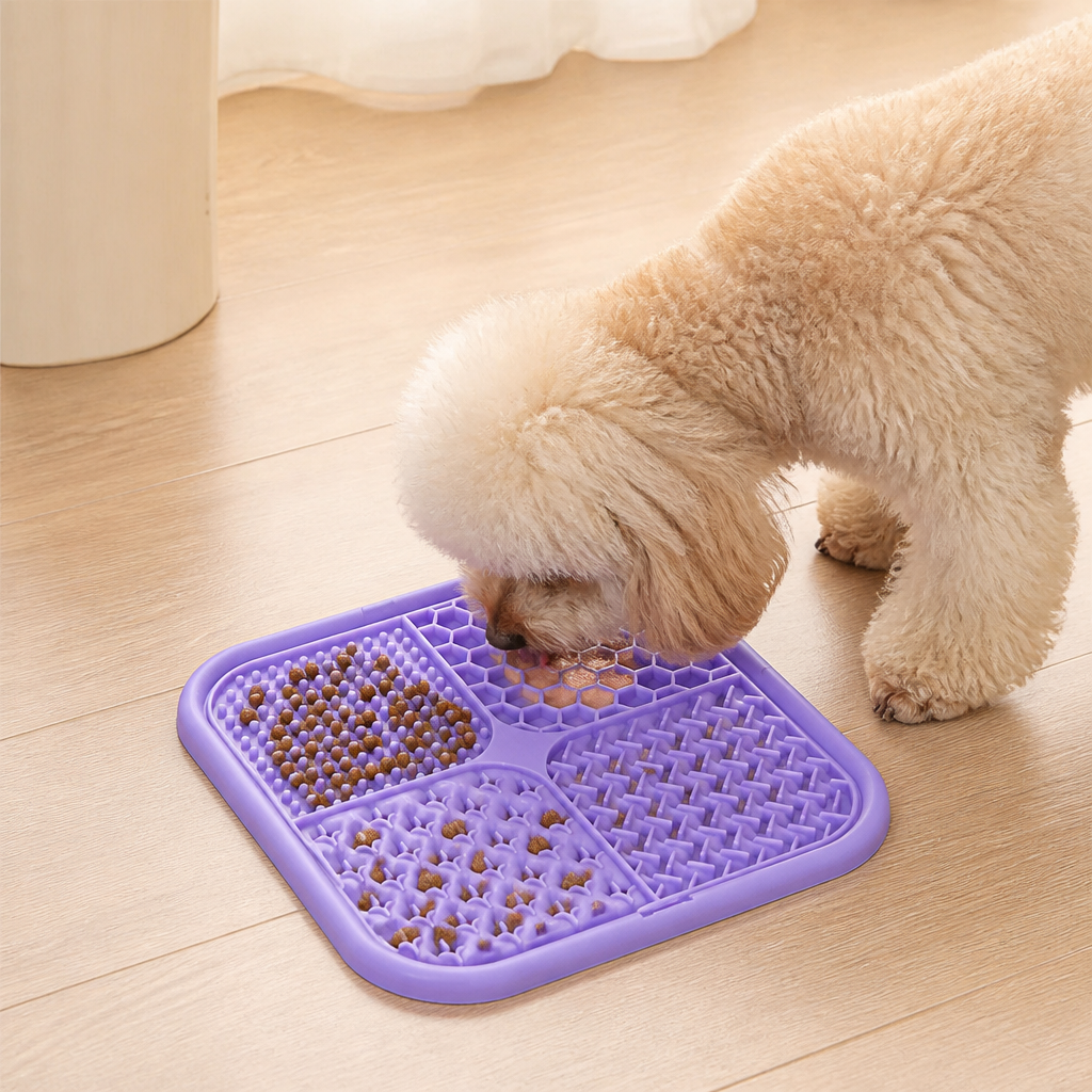 Ortekor Food-Grade Silicone Suction-Cup Licking Mat (4-Section)