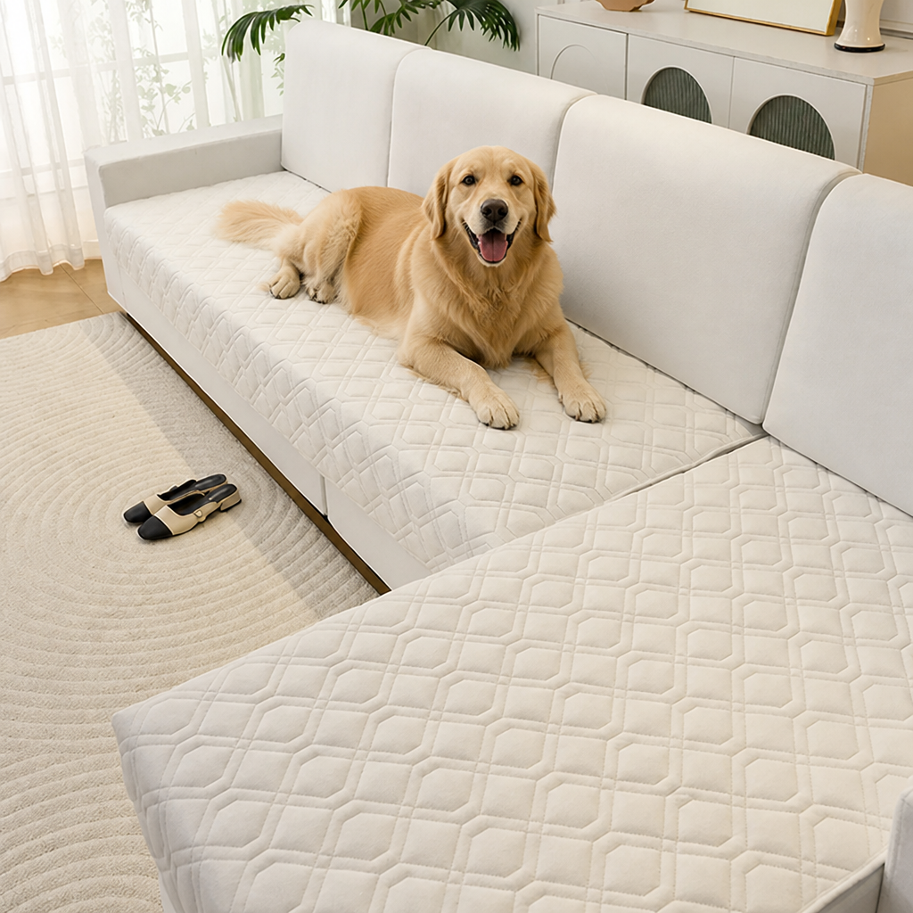 Ortekor Geometric Scratch & Stain-Resistant Sofa Cover (L-Shaped)