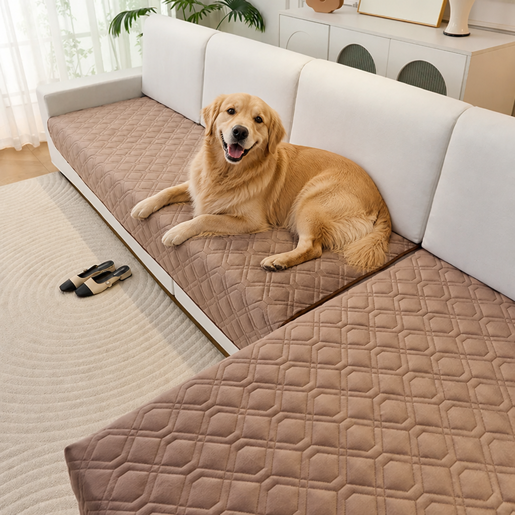 Ortekor Geometric Scratch & Stain-Resistant Sofa Cover (L-Shaped)