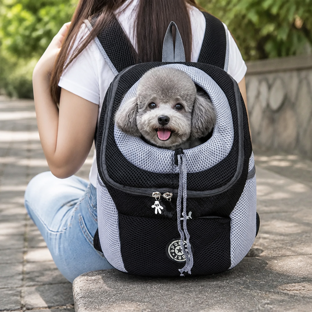 Ortekor Hands-Free & Safety Lock Oxford Mesh Dog Carrier Backpack (Machine-Washable)