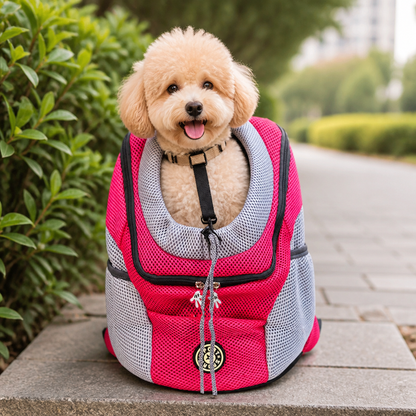 Ortekor Hands-Free & Safety Lock Oxford Mesh Dog Carrier Backpack (Machine-Washable)