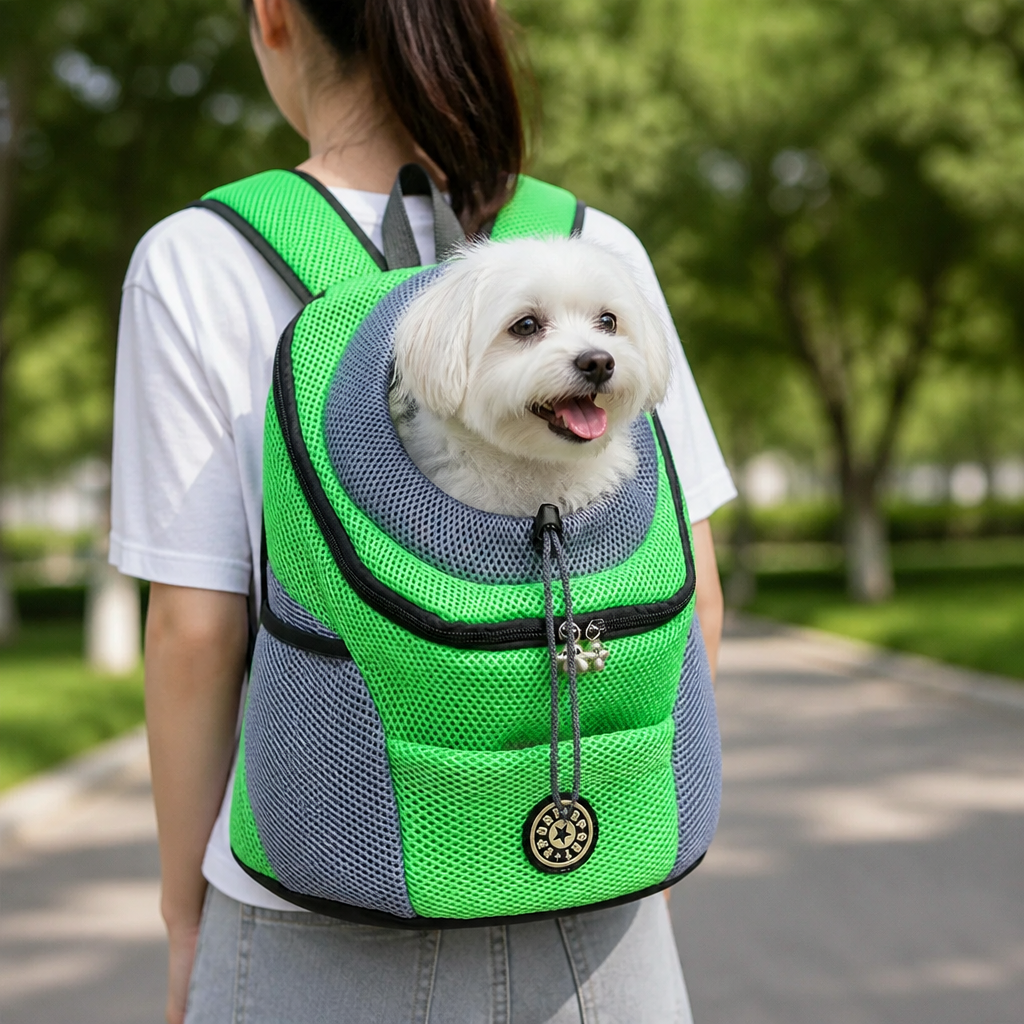 Ortekor Hands-Free & Safety Lock Oxford Mesh Dog Carrier Backpack (Machine-Washable)