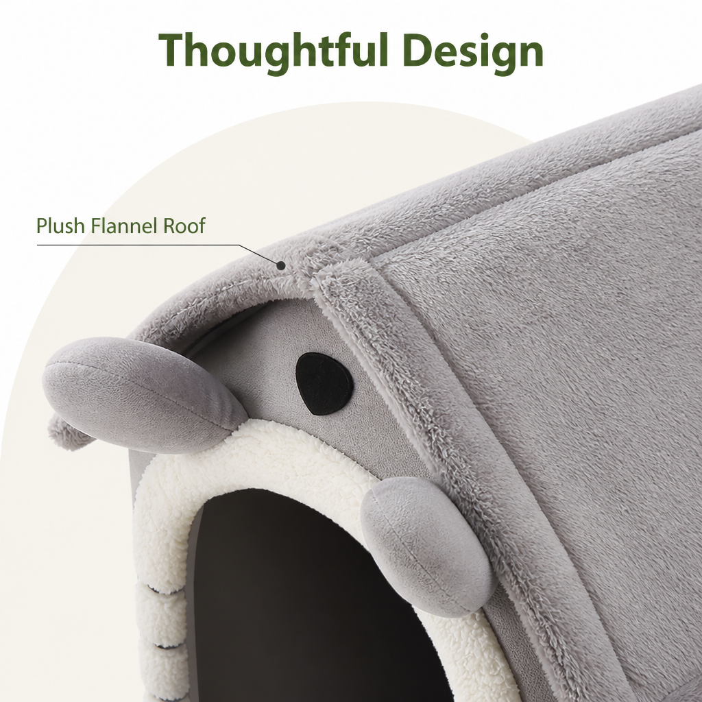 Ortekor Heated Plush Velvet & Flannel Pet House (Removable Cushion)