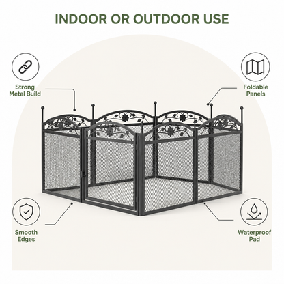 Ortekor Heavy-Duty Metal Foldable Dog Playpen (With Waterproof Pad)