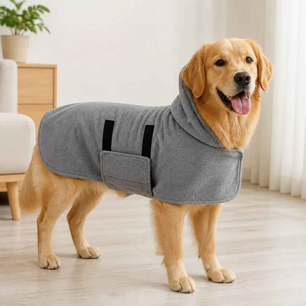 Ortekor Highly Absorbent & Quick-Dry Hooded Dog Towel (Bathrobe Style)