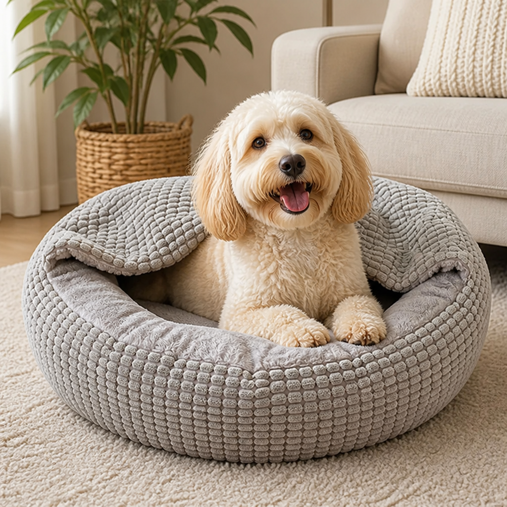 Ortekor Hooded Plush & Non-Slip Cave Bed (Machine Washable)