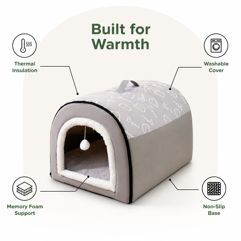 Ortekor Insulated Memory Foam Enclosed Dog Bed (Removable Cover)