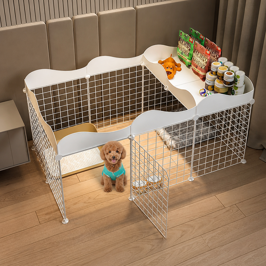 Ortekor Integrated Toilet & Modular Dog Playpen (Removable Toilet Tray)