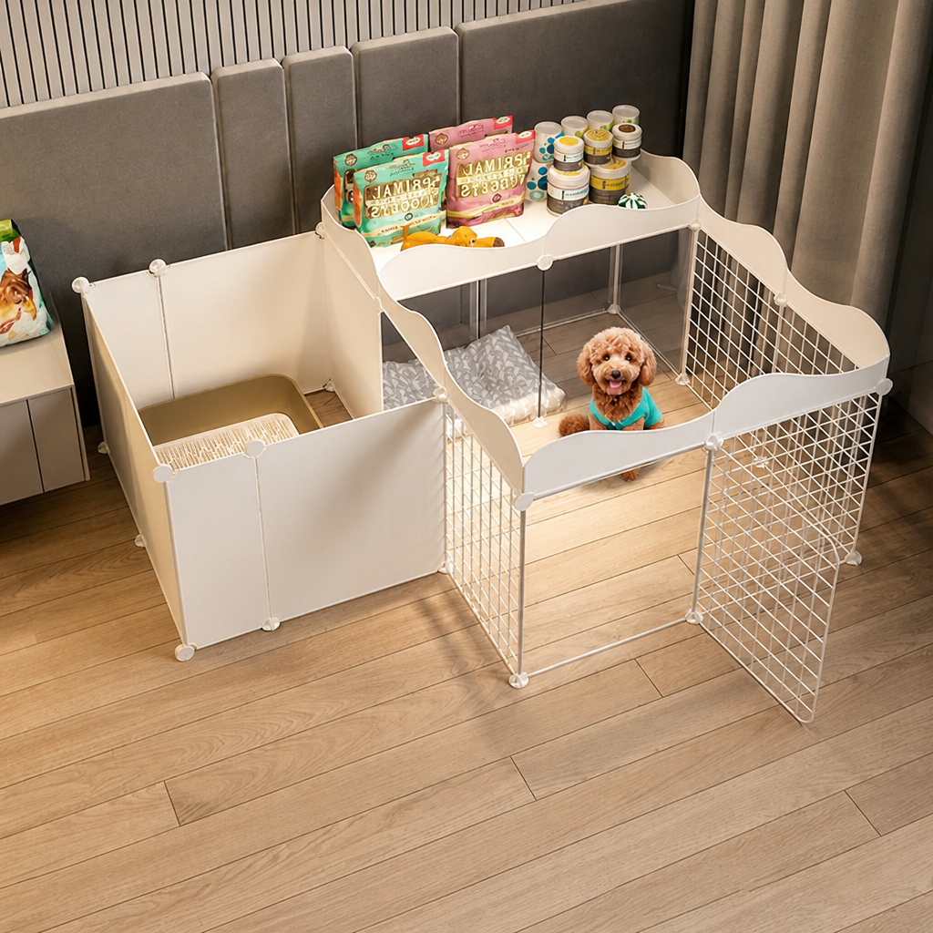 Ortekor Integrated Toilet & Modular Dog Playpen (Removable Toilet Tray)