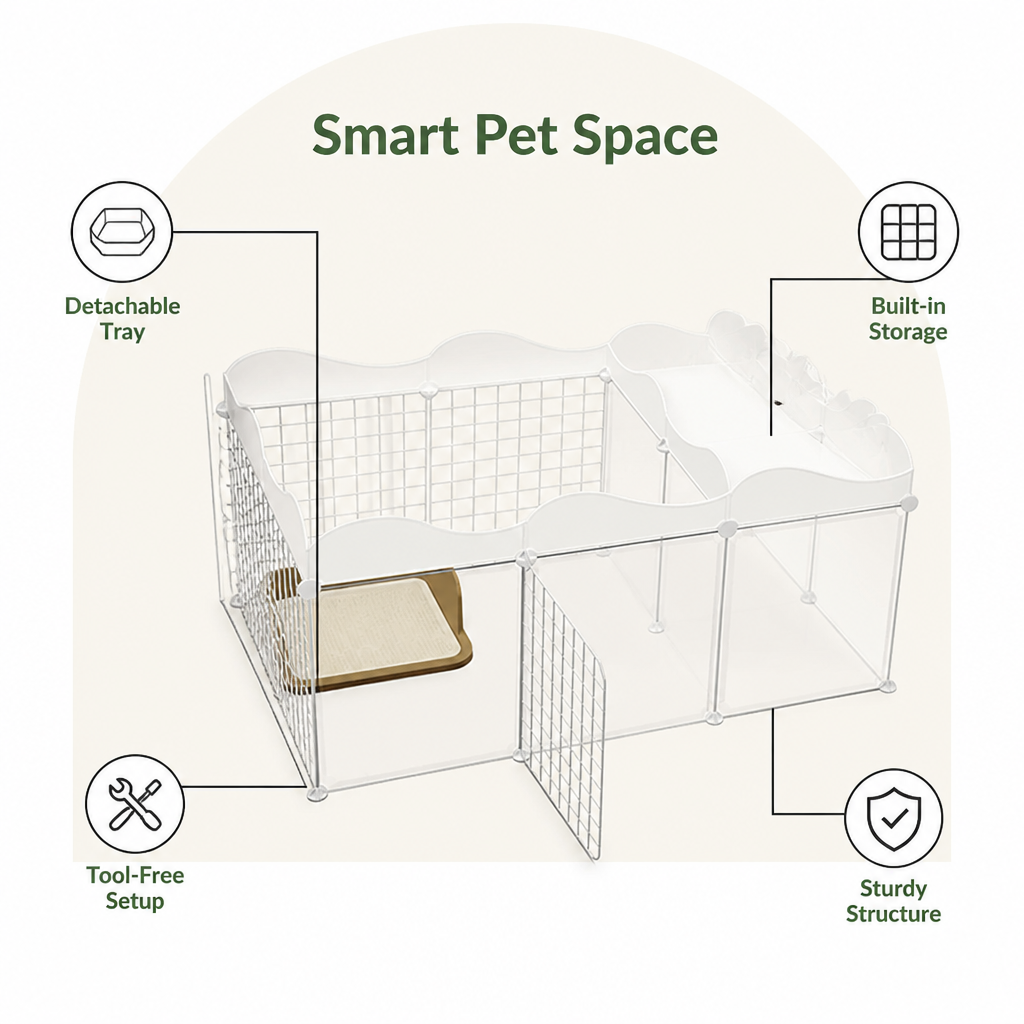 Ortekor Integrated Toilet & Modular Dog Playpen (Removable Toilet Tray)