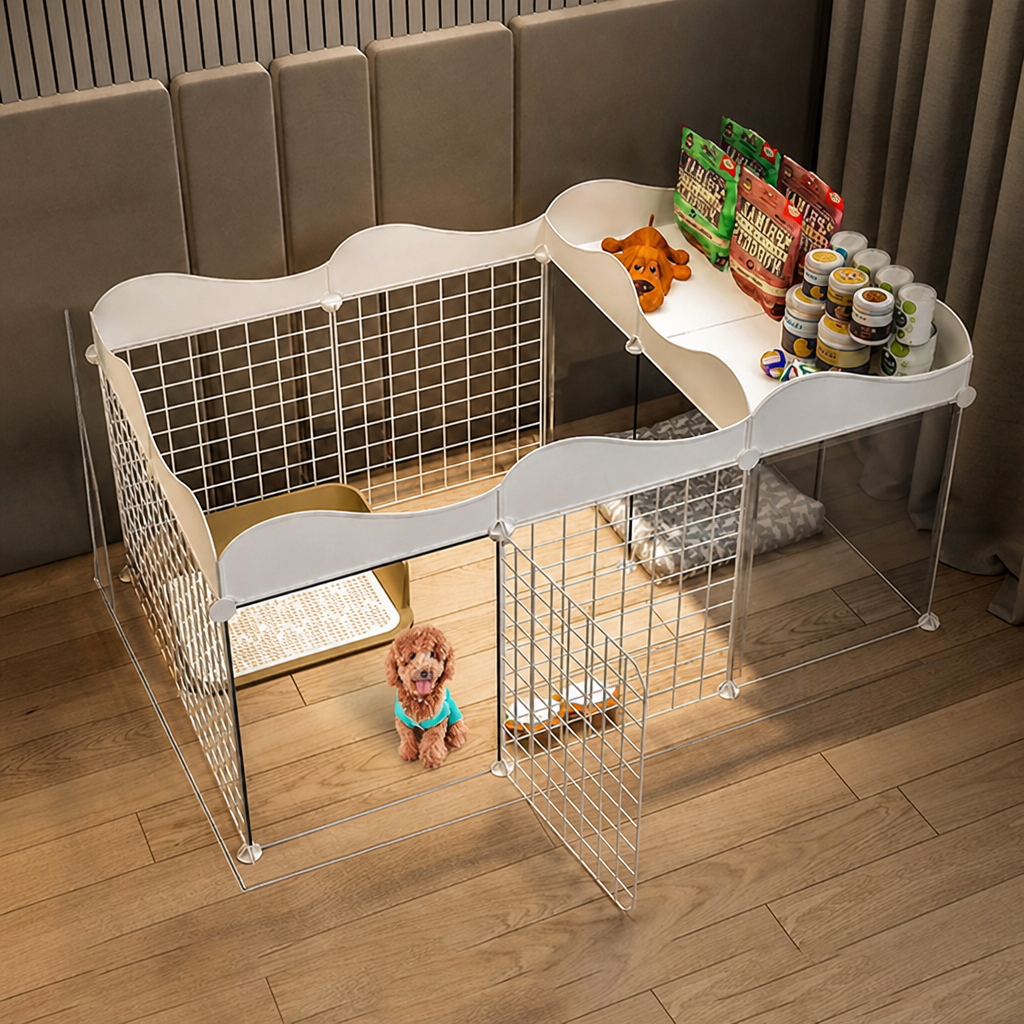 Ortekor Integrated Toilet & Modular Dog Playpen (Removable Toilet Tray)